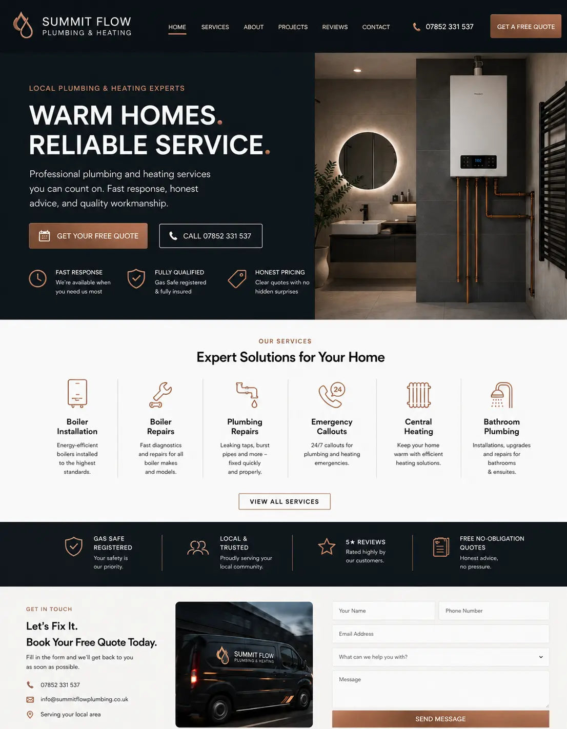 Plumbing and heating website concept
