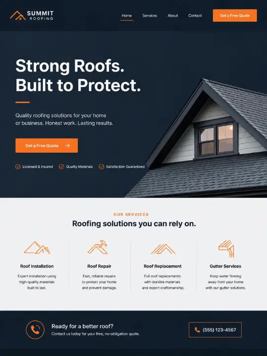 Roofing and building website concept