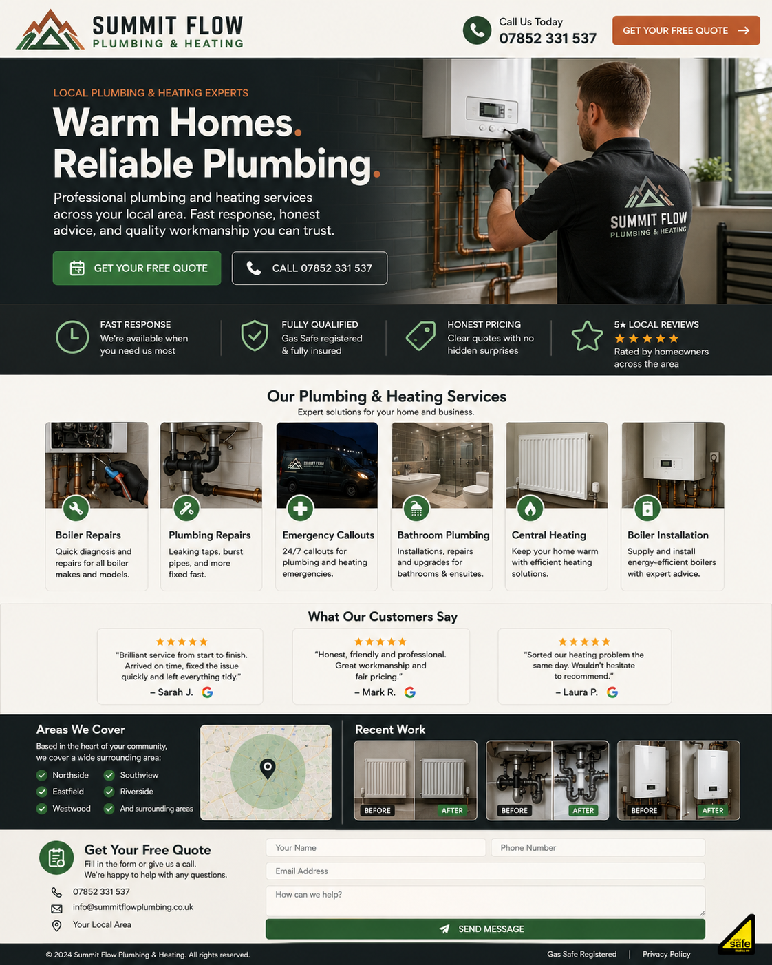 Plumbing and heating website concept