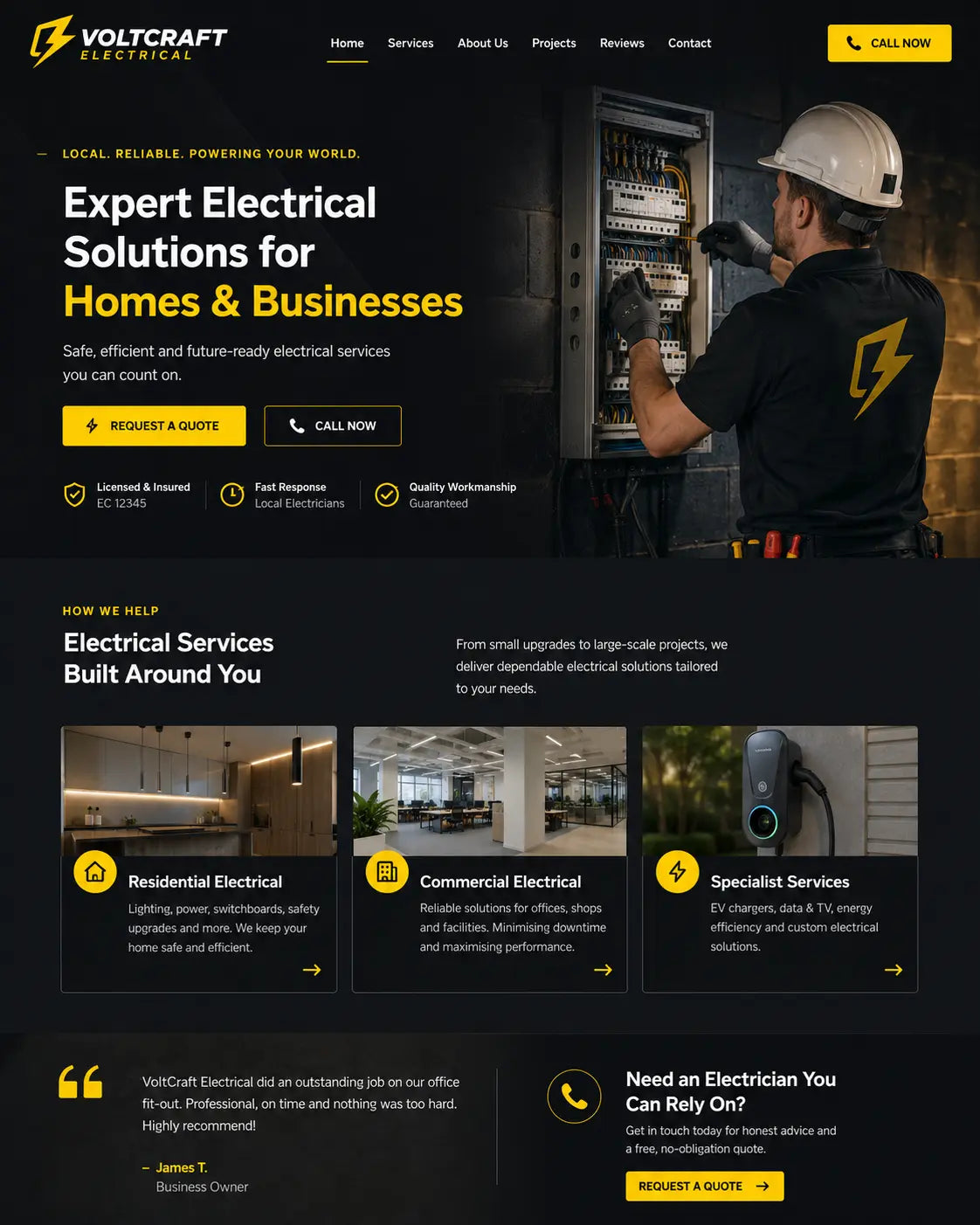 Electrical services website concept
