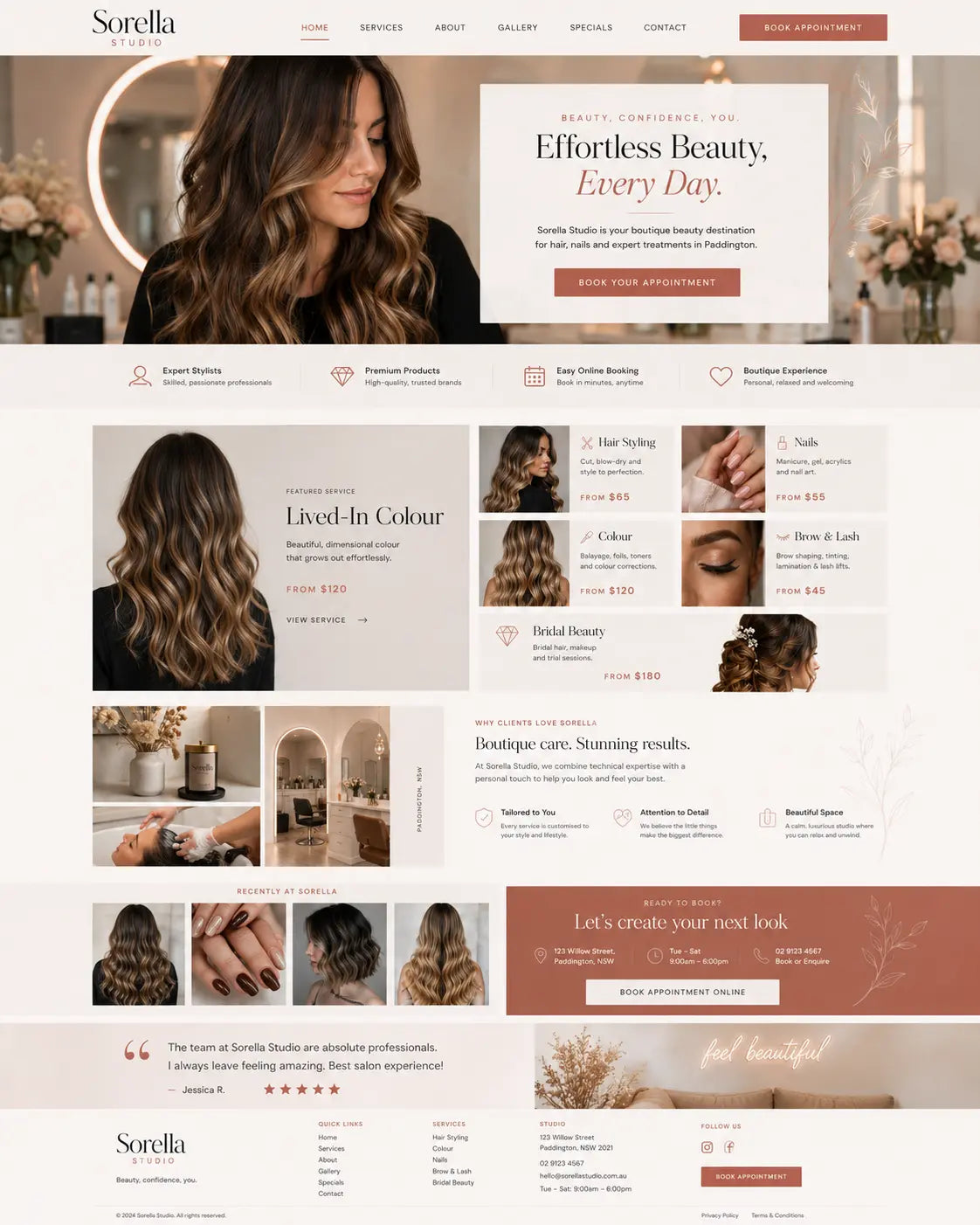 Beauty hair and nails website concept