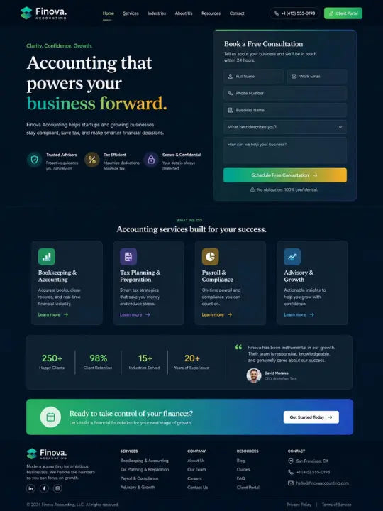 Professional services website concept