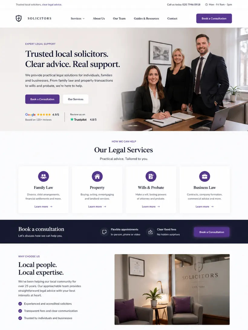Solicitor practice website design preview